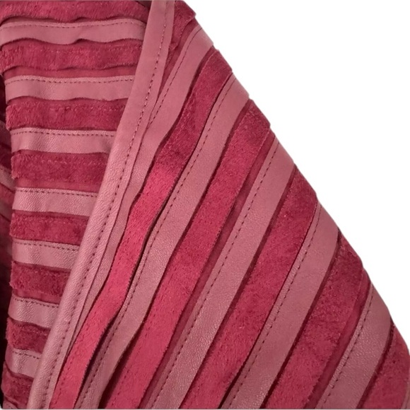 The Limited Wonen Faux Suede Pieced Open Moto Jacket Oxblood Red 2X - Picture 10 of 16